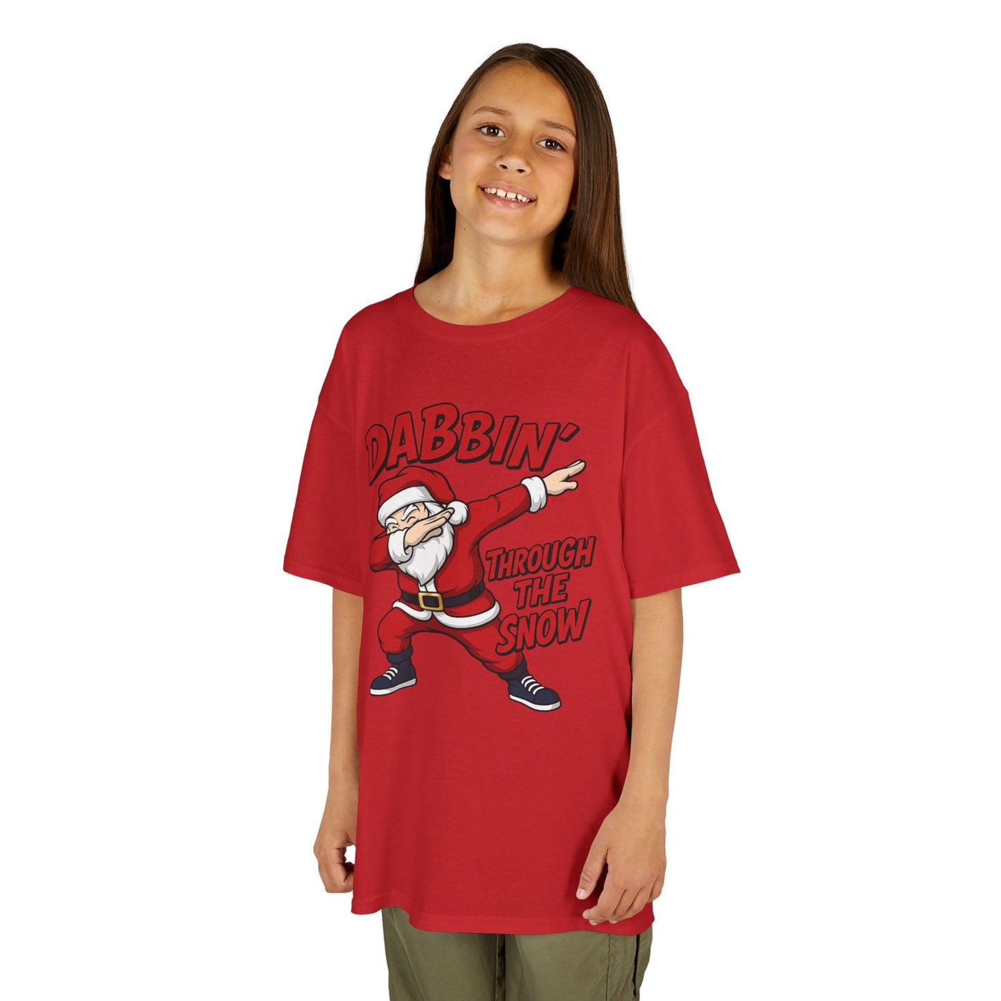Dabbin Santa Youth Christmas T-Shirt, Funny Holiday Tee for Boys