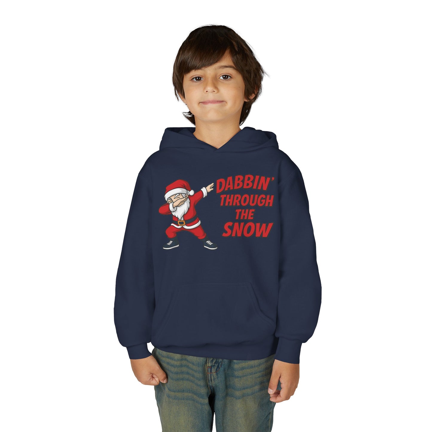 Dabbin Santa Youth Christmas Hoodie, Funny Holiday Sweatshirt for Boys