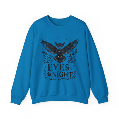 Eyes of the Night Owl Sweatshirt, Mens Dark Gothic Sweatshirt, Mysterious Owl Graphic Pullover, Forest Bird of Night Design, Halloween Gift
