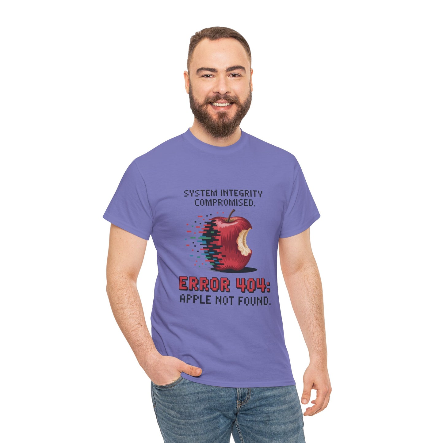 Error 404 Apple Not Found T-Shirt, Glitch Pixel Tech Tee, Funny Nerd Shirt, Unisex Retro Graphic Tee, Geeky T-Shirt, Techie Gift