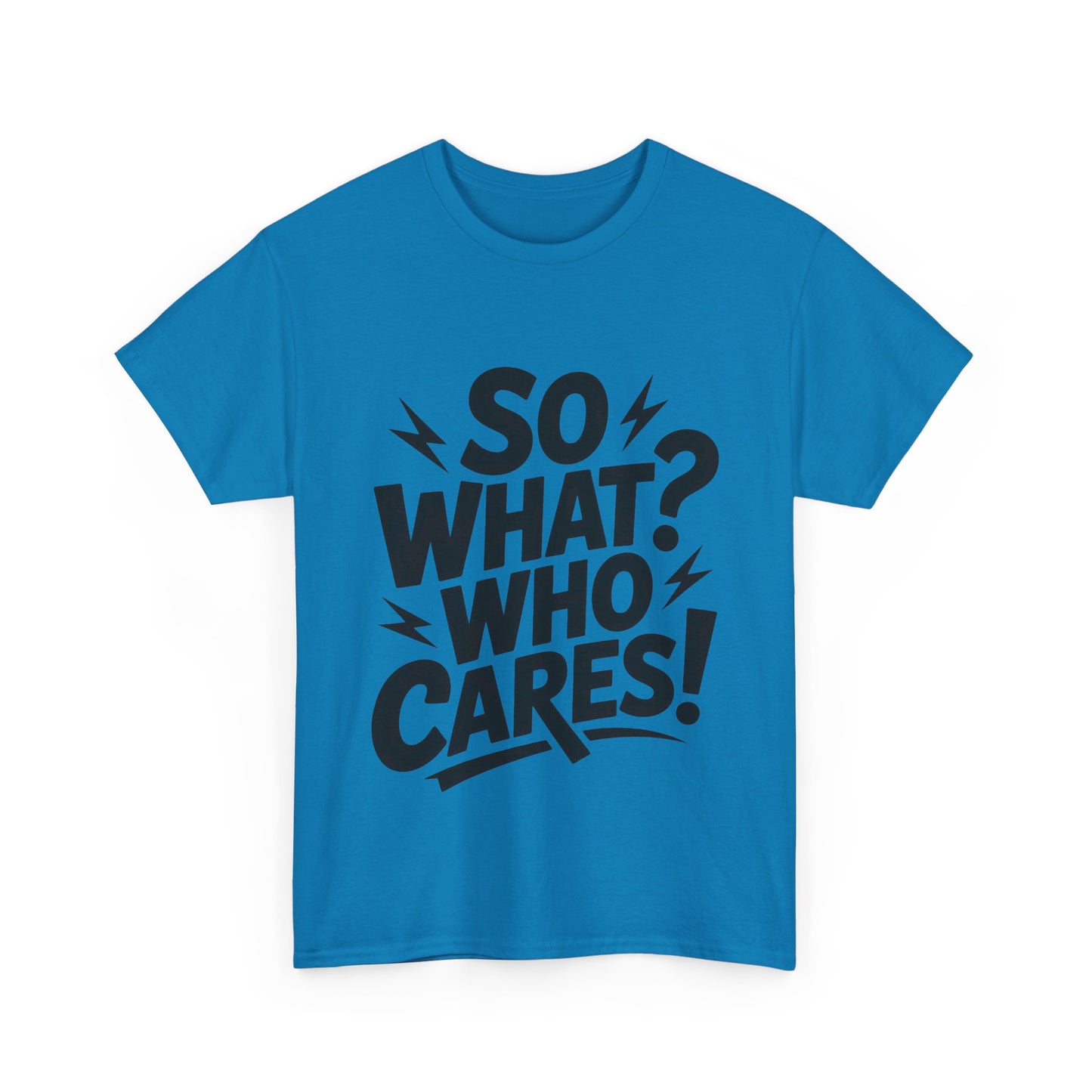 Mens Graphic T-Shirt, Sarcastic Funny Shirt, Rebellious Urban Tee, Black Humor Shirt, So What? Who Cares! T-Shirt, Fun Statement Top