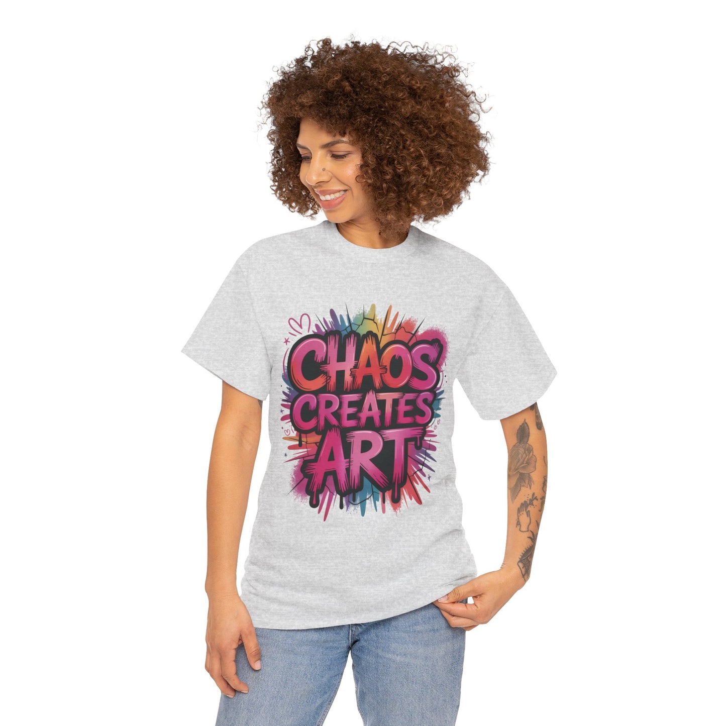 Chaos Creates Art Colorful Graffiti Womens Graphic Tee, Graffiti Shirt, Streetwear Tee