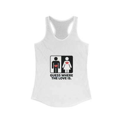 Guess Where the Love Is Womens Tank Top, Funny Shirt for Couples, Gift for Her, Matching Outfits,  Love Joke Graphic Workout Tee