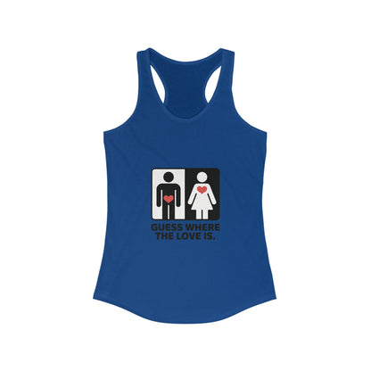 Guess Where the Love Is Womens Tank Top, Funny Shirt for Couples, Gift for Her, Matching Outfits,  Love Joke Graphic Workout Tee