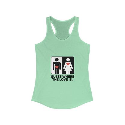 Guess Where the Love Is Womens Tank Top, Funny Shirt for Couples, Gift for Her, Matching Outfits,  Love Joke Graphic Workout Tee