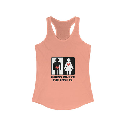 Guess Where the Love Is Womens Tank Top, Funny Shirt for Couples, Gift for Her, Matching Outfits,  Love Joke Graphic Workout Tee