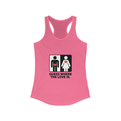Guess Where the Love Is Womens Tank Top, Funny Shirt for Couples, Gift for Her, Matching Outfits,  Love Joke Graphic Workout Tee