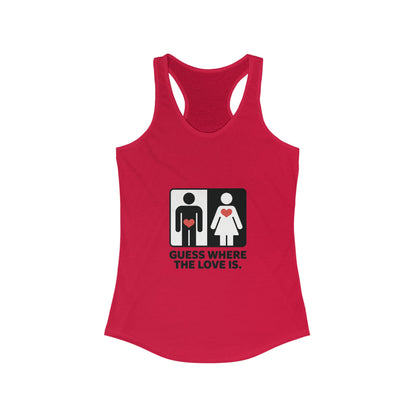 Guess Where the Love Is Womens Tank Top, Funny Shirt for Couples, Gift for Her, Matching Outfits,  Love Joke Graphic Workout Tee