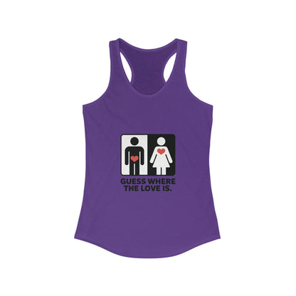 Guess Where the Love Is Womens Tank Top, Funny Shirt for Couples, Gift for Her, Matching Outfits,  Love Joke Graphic Workout Tee