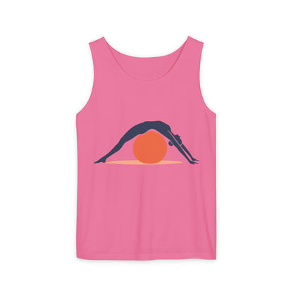 Womens Garment-Dyed Tank Top, Womens Pilates Tank Top, Yoga Fitness Graphic Top, Cute Workout Activewear Shirt
