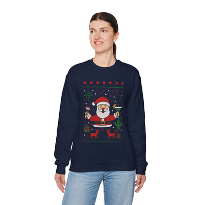 Funny Santa Women's Christmas Sweatshirt, Holiday Party Pullover