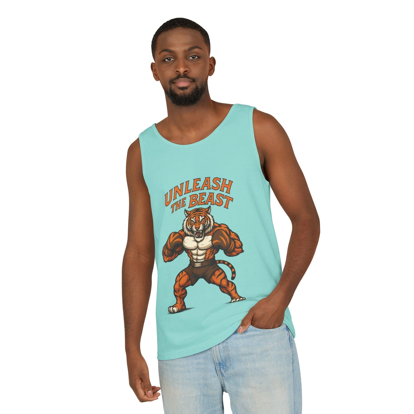 Unleash The Beast Tiger Gym Tank Top - Mens Workout Muscle Tank, Fitness Motivation Sleeveless Shirt, Bodybuilding Top, Strong Beast Gym Top