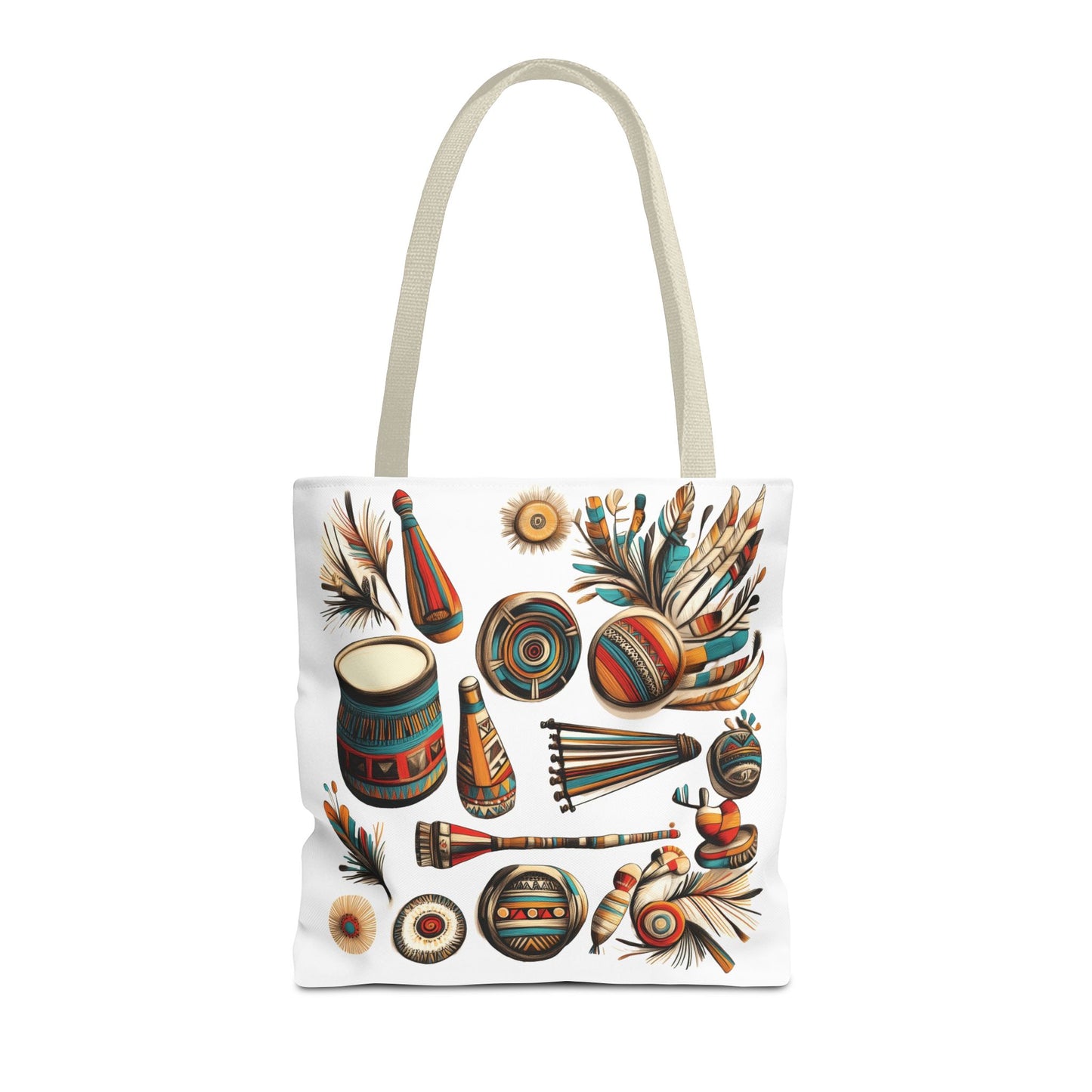 Boho Tribal Music Tote Bag, Ethnic Percussion Instrument Art, Festival Vibes, Shopping Bag, Bohemian Tote, Weekender Bag, Beach Bag, Large Canvas Bag