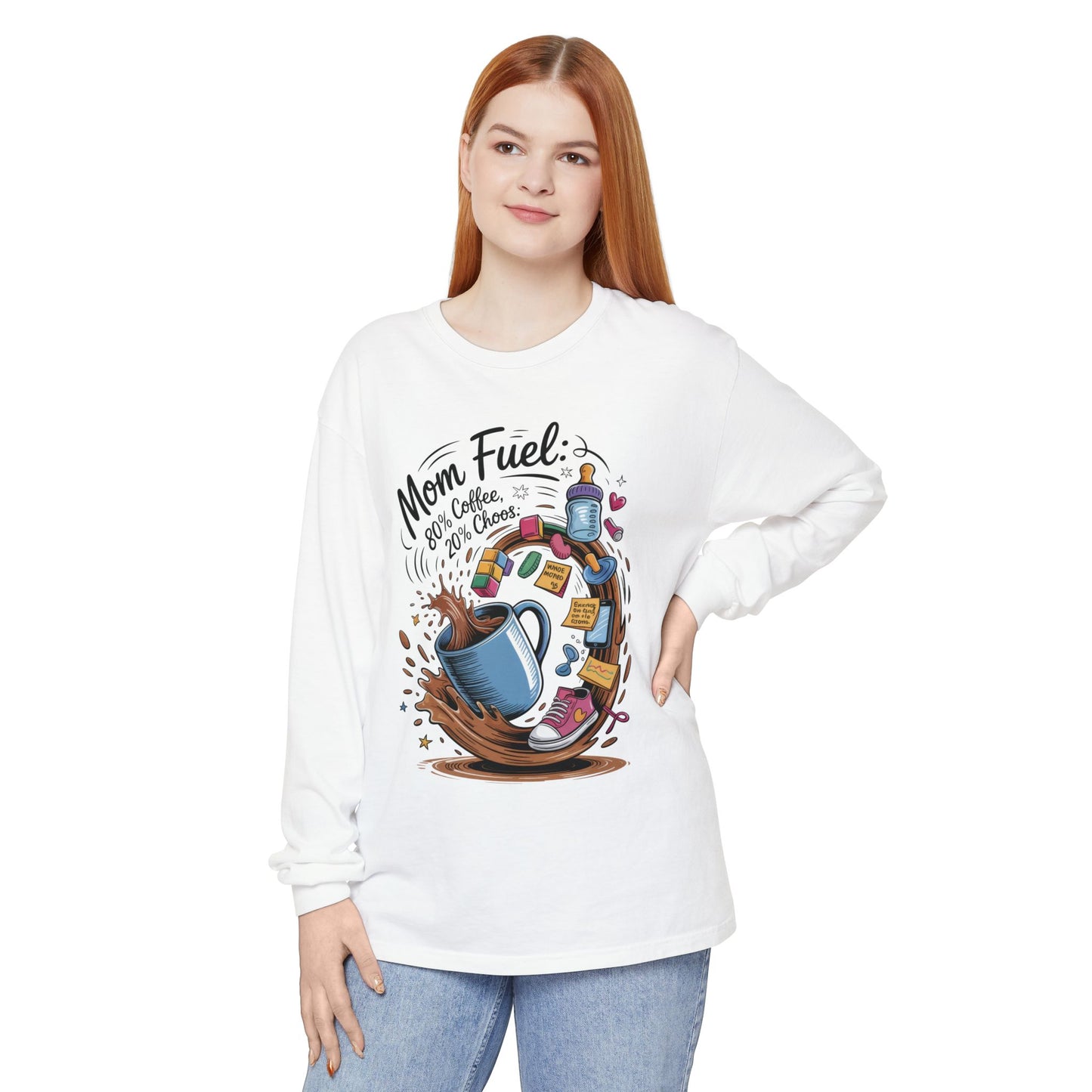 Mom Fuel Long Sleeve T-Shirt, Coffee Lovers Gift, Mother's Day Apparel, Cute Mom Shirt, Coffee Lover Mom Life Top, Coffee Lover's Tee