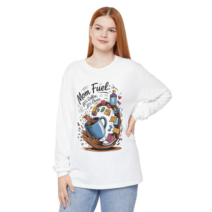 Mom Fuel Long Sleeve T-Shirt, Coffee Lovers Gift, Mother's Day Apparel, Cute Mom Shirt, Coffee Lover Mom Life Top, Coffee Lover's Tee