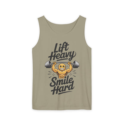 Mens Lift Heavy Smile Hard Tank Top, Funny Gym Workout Fitness Shirt, Mens Funny Gym Tank