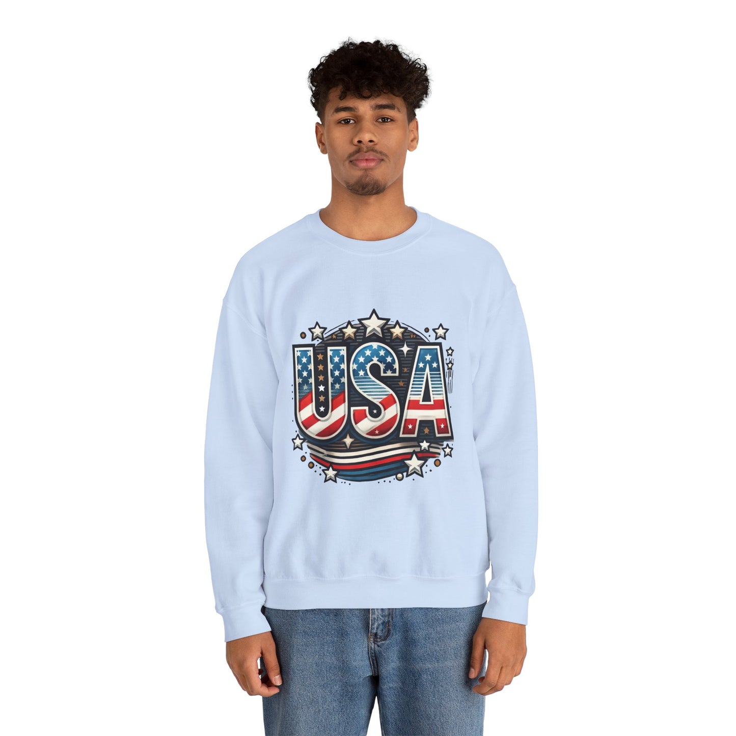 USA Pride Crewneck Sweatshirt, Comfortable Unisex Top, Great for Fourth of July, Independence Day, Everyday Wear, Cozy Gift