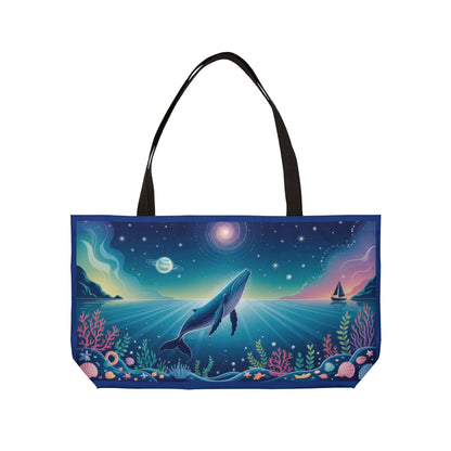 Whale Dreams Weekender Tote Bag - Ocean Sunset Carryall, Beach Bag, Travel Tote, Floral Design, Gift for Nature Lovers