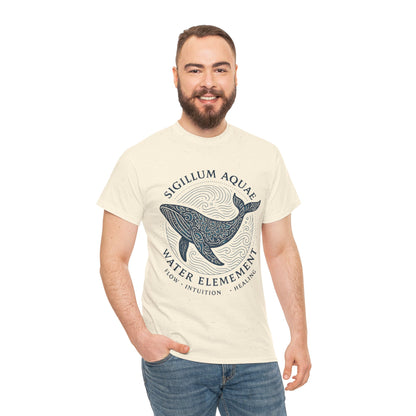Water Element Whale Tee, Sigillum Aquae Symbol, Flow Intuition Healing, Spiritual Ocean Totem Tee, Nature Energy Shirt, Mindfulness Fashion