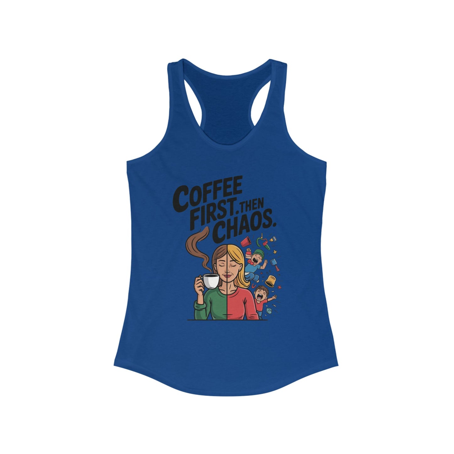 Coffee First Then Chaos Women's Tank Top,  Ideal Gift for Moms, Fun Casual Wear, Funny Mom Life Top, Mother's Day Gift