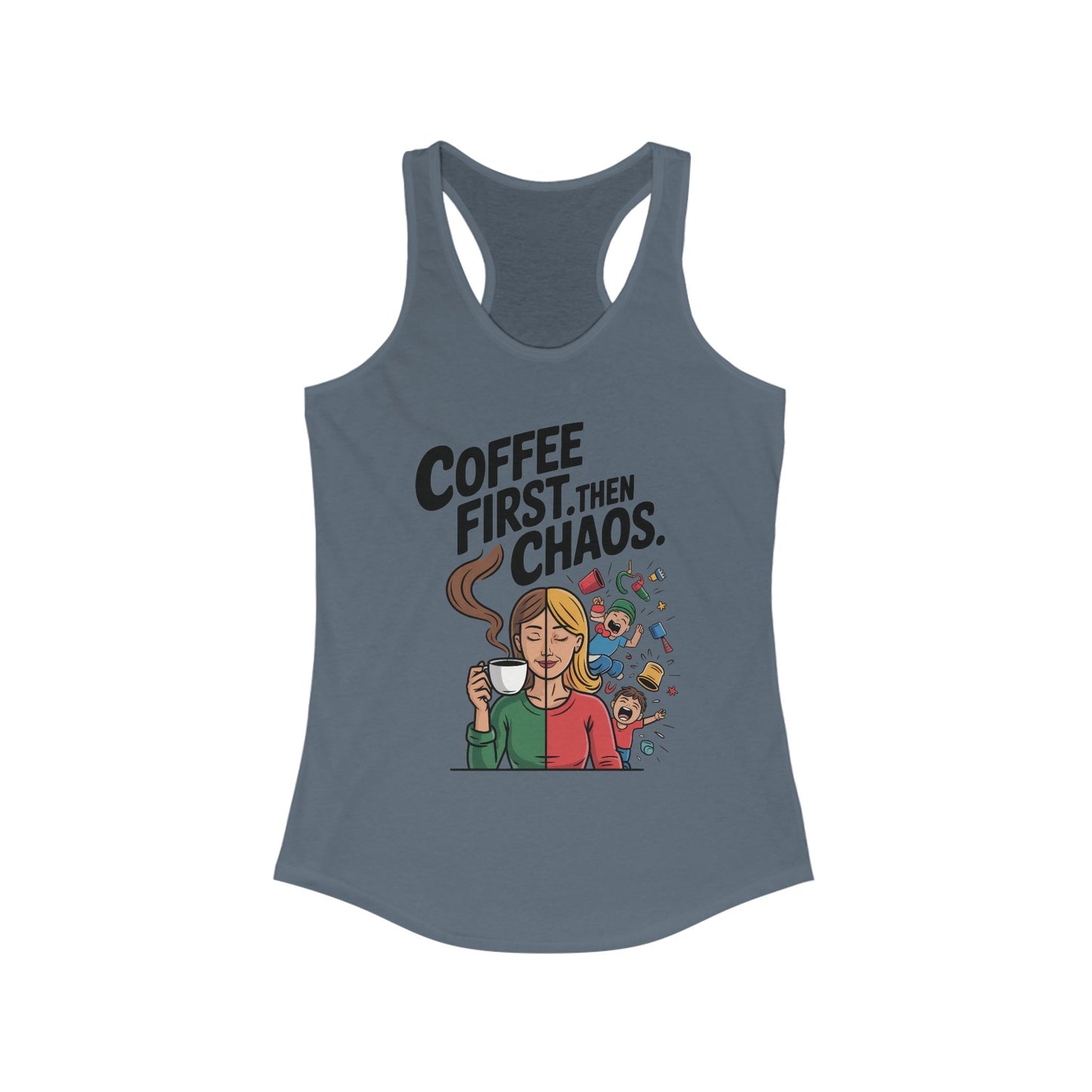 Coffee First Then Chaos Women's Tank Top,  Ideal Gift for Moms, Fun Casual Wear, Funny Mom Life Top, Mother's Day Gift