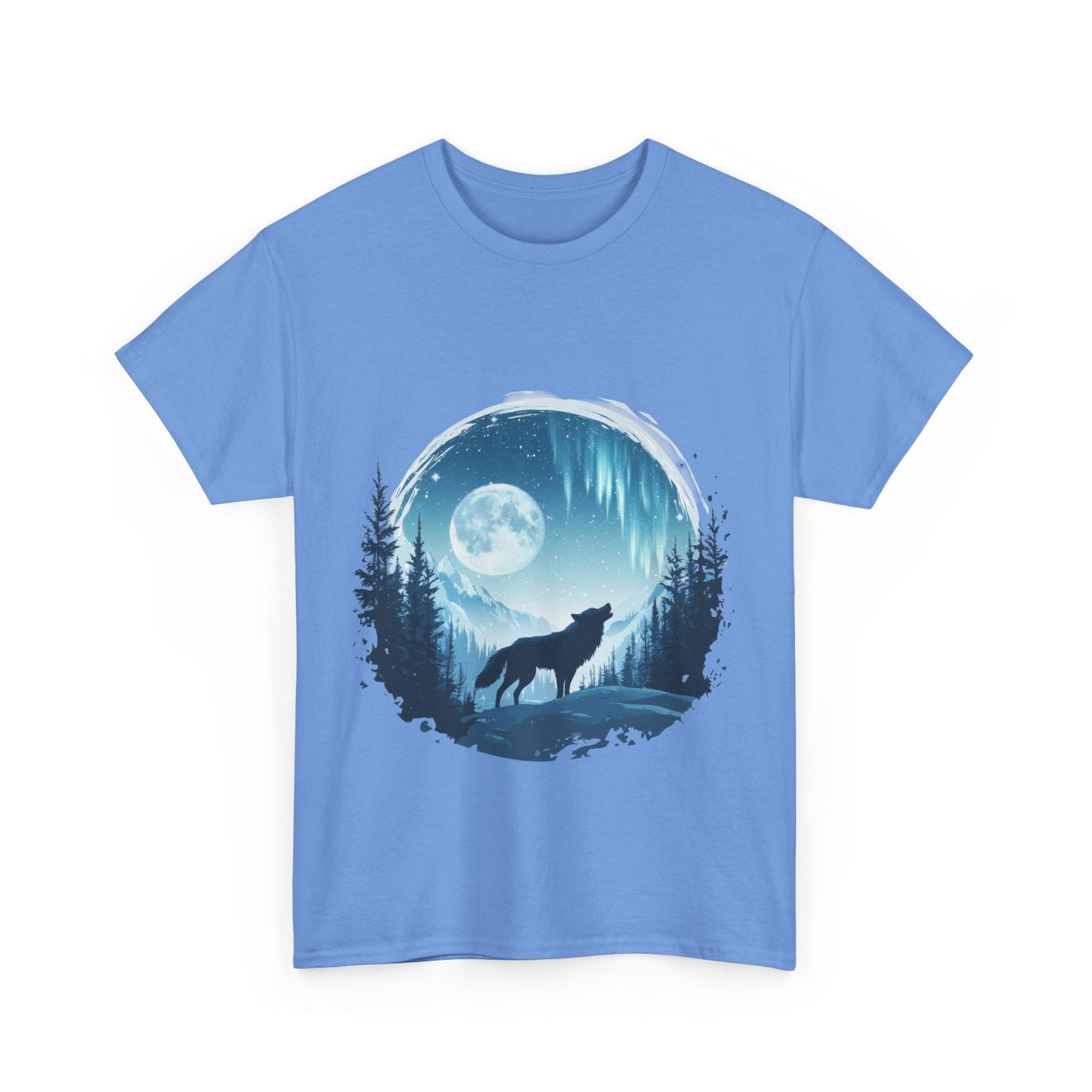 Howling Wolf Under Moonlight Men's T-Shirt, Full Moon Forest Scene Tee, Nature Lover Gift, Outdoor Adventure Clothing