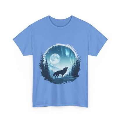 Howling Wolf Under Moonlight Men's T-Shirt, Full Moon Forest Scene Tee, Nature Lover Gift, Outdoor Adventure Clothing