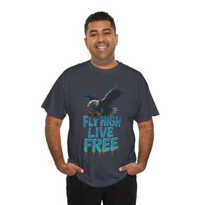 Fly High Live Free Eagle Graphic Mens T-Shirt, Eagle Tee, Fly Free Tee, Wild Flight