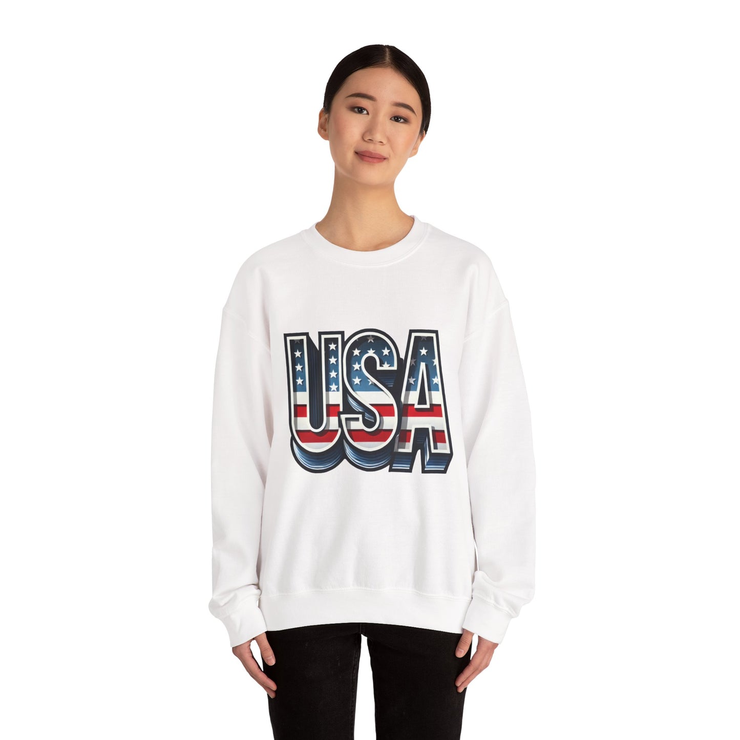 USA Patriotic Crewneck Sweatshirt for All Seasons, Cozy Sweatshirt for Independence Day, Casual Wear, Gift for Friends and Family