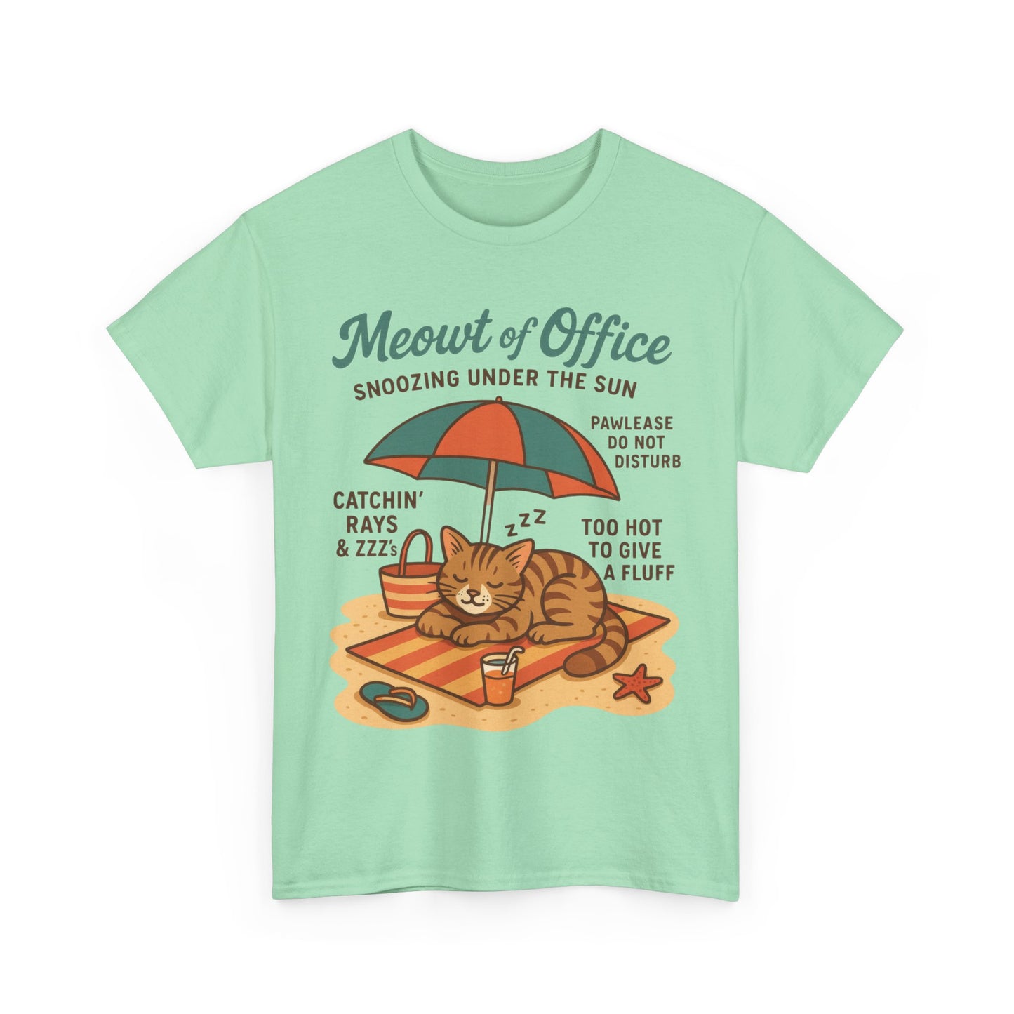 Cat Shirt, Cute Beach Cat Womens T-Shirt, Funny Summer Vacation Tee, Lazy Cat Humor Gift, Cat Lover T-Shirt, Vacation Humor Tee