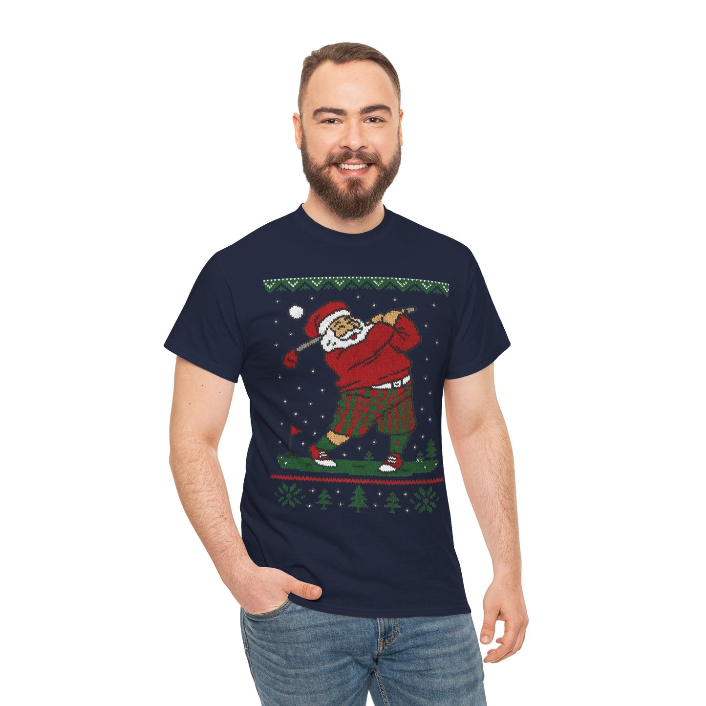 Funny Golfing Santa Christmas T-Shirt, Ugly Christmas Golf Shirt for Men, Holiday Golf Player Tee