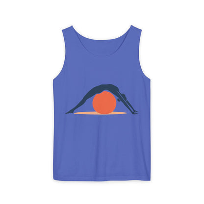 Womens Garment-Dyed Tank Top, Womens Pilates Tank Top, Yoga Fitness Graphic Top, Cute Workout Activewear Shirt