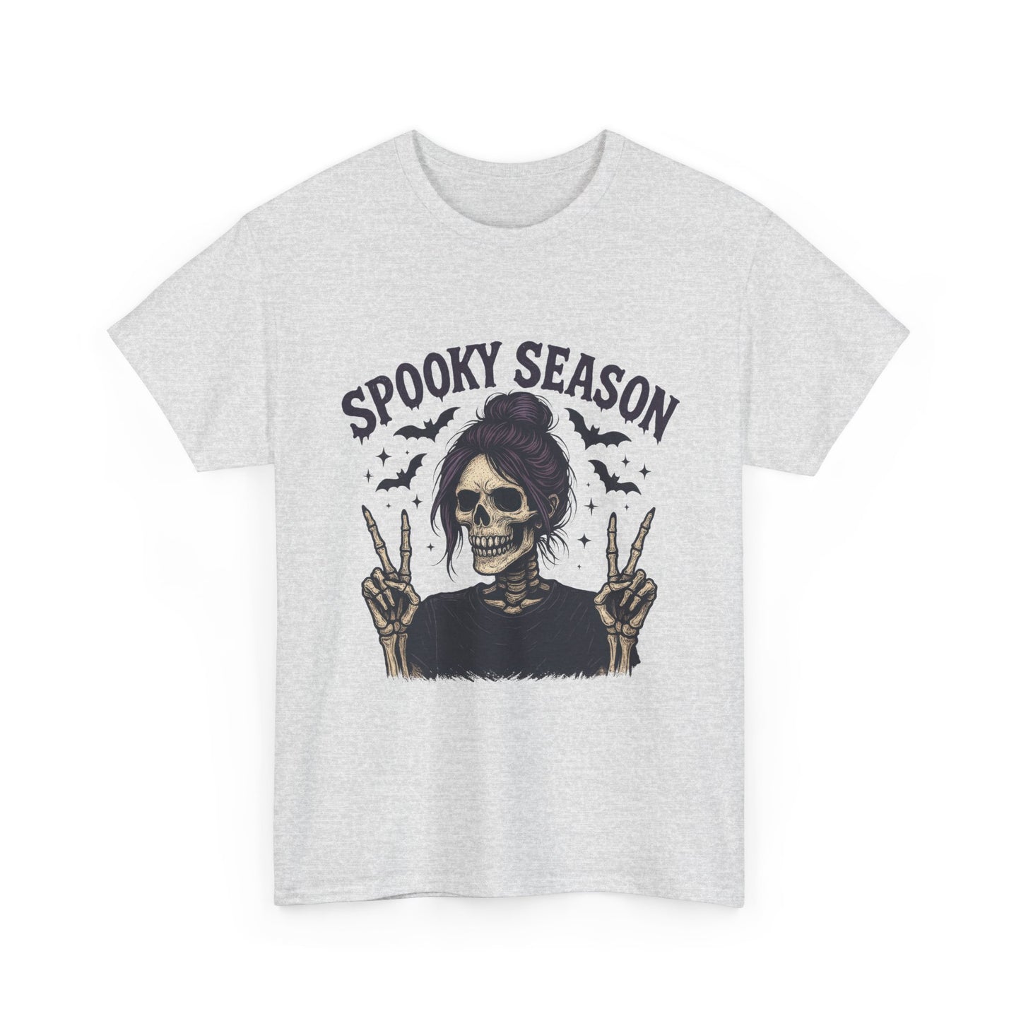 Spooky Season Women's T-Shirt, Funny Skeleton Girl Halloween Graphic Tee, Gothic Fall Shirt