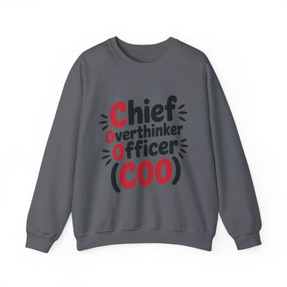 Chief Overthinker Officer Women's Sweatshirt, COO Funny Office Humor Graphic Pullover, Women's Heavy Blend™ Crewneck Sweatshirt