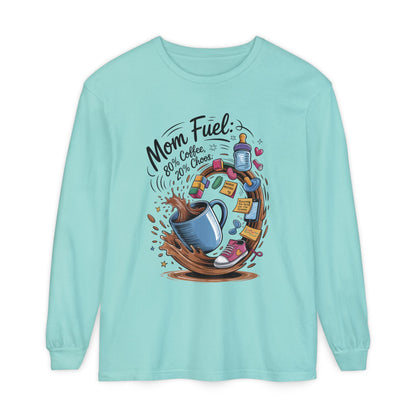 Mom Fuel Long Sleeve T-Shirt, Coffee Lovers Gift, Mother's Day Apparel, Cute Mom Shirt, Coffee Lover Mom Life Top, Coffee Lover's Tee