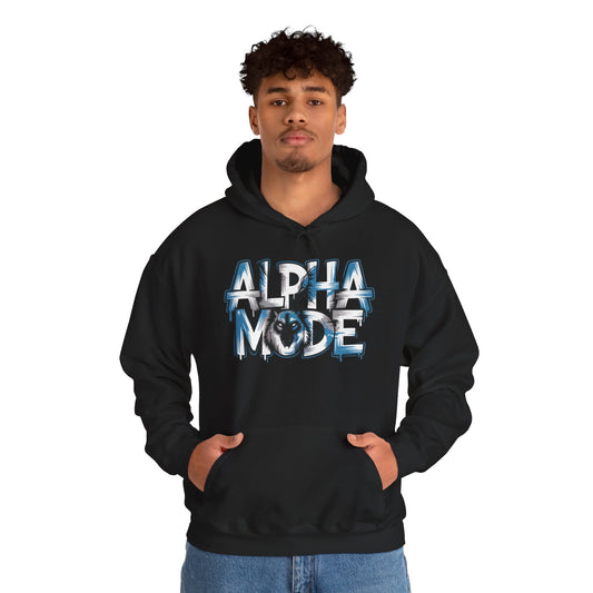 Mens Heavy Blend™ Hooded Sweatshirt, Alpha Mode Wolf Hoodie Mens Bold Streetwear