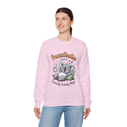 Procrastination Expert Womens Sweatshirt, Funny Crewneck, Cozy Gift for Students, Lazy Day Apparel, Womens Sweatshirt for Relaxation