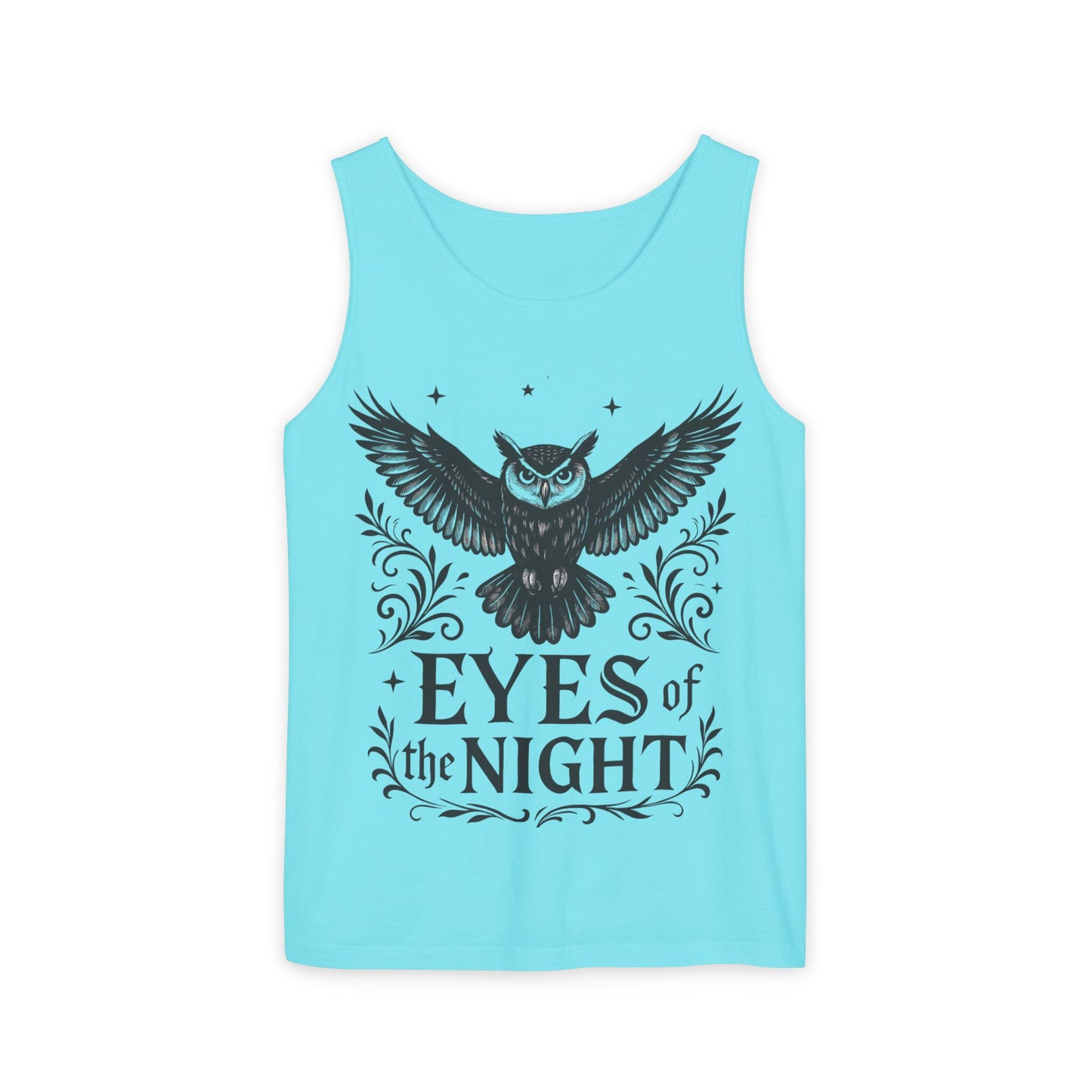 Eyes of the Night Owl Tank Top, Mens Summer Wear, Boho Aesthetic, Festival Outfit, Nature Lover Gift, Halloween Apparel