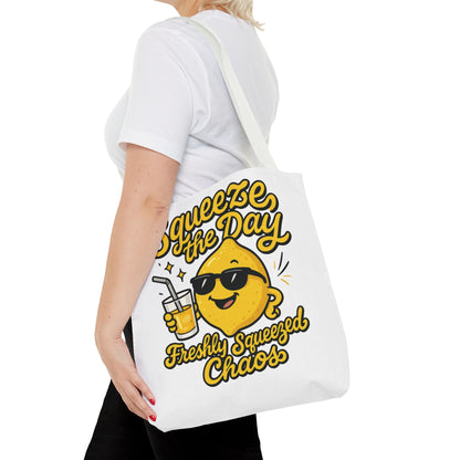 Lemon Themed Tote Bag, Squeeze the Day, Shopping Bag, Gift for Citrus Lovers, Eco-Friendly Carrier, Summer Accessory