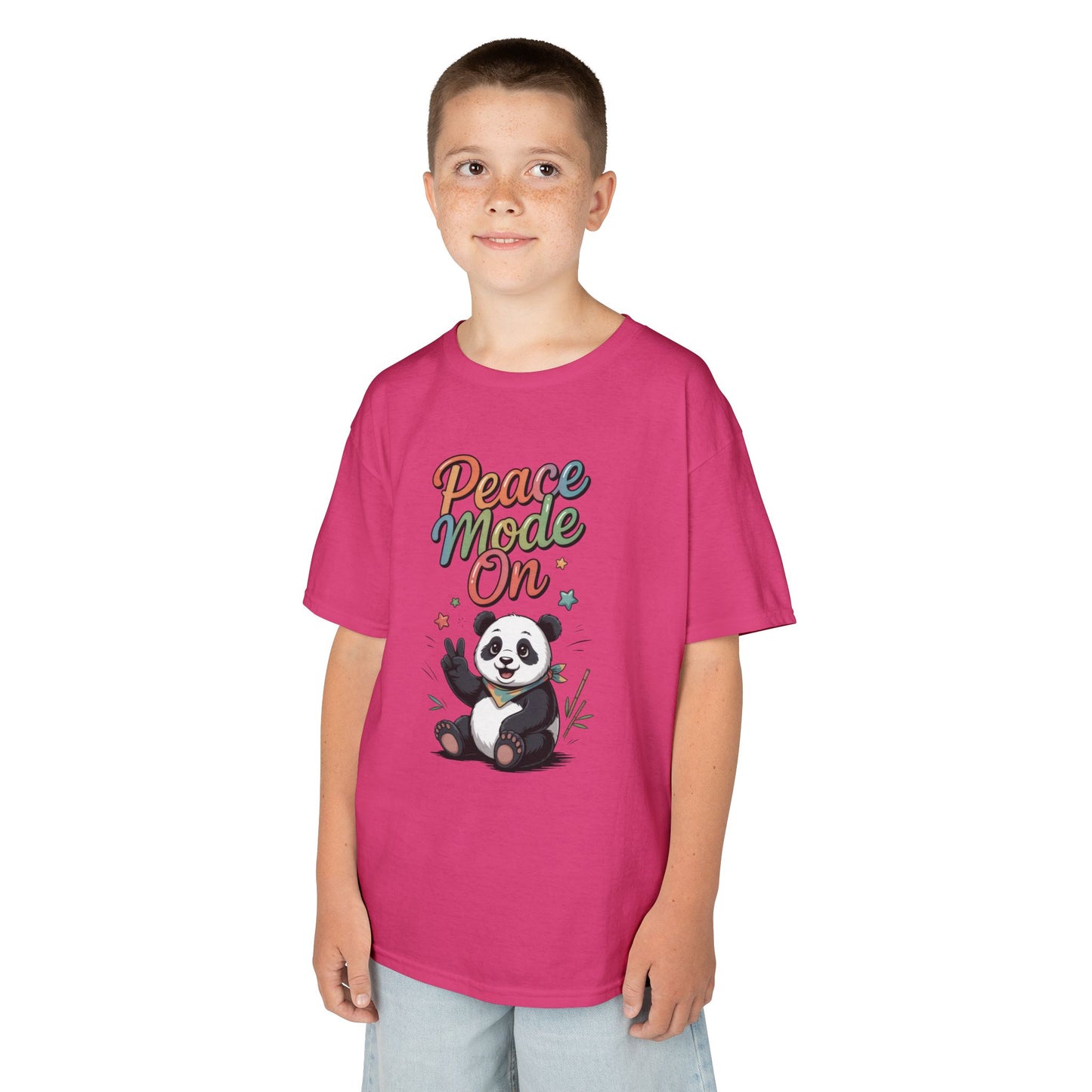 Peace Mode On Kids Tee, Cute Panda Shirt, Fun Gift for Children, Peace-Themed Apparel, Perfect for Birthdays, Casual Wear