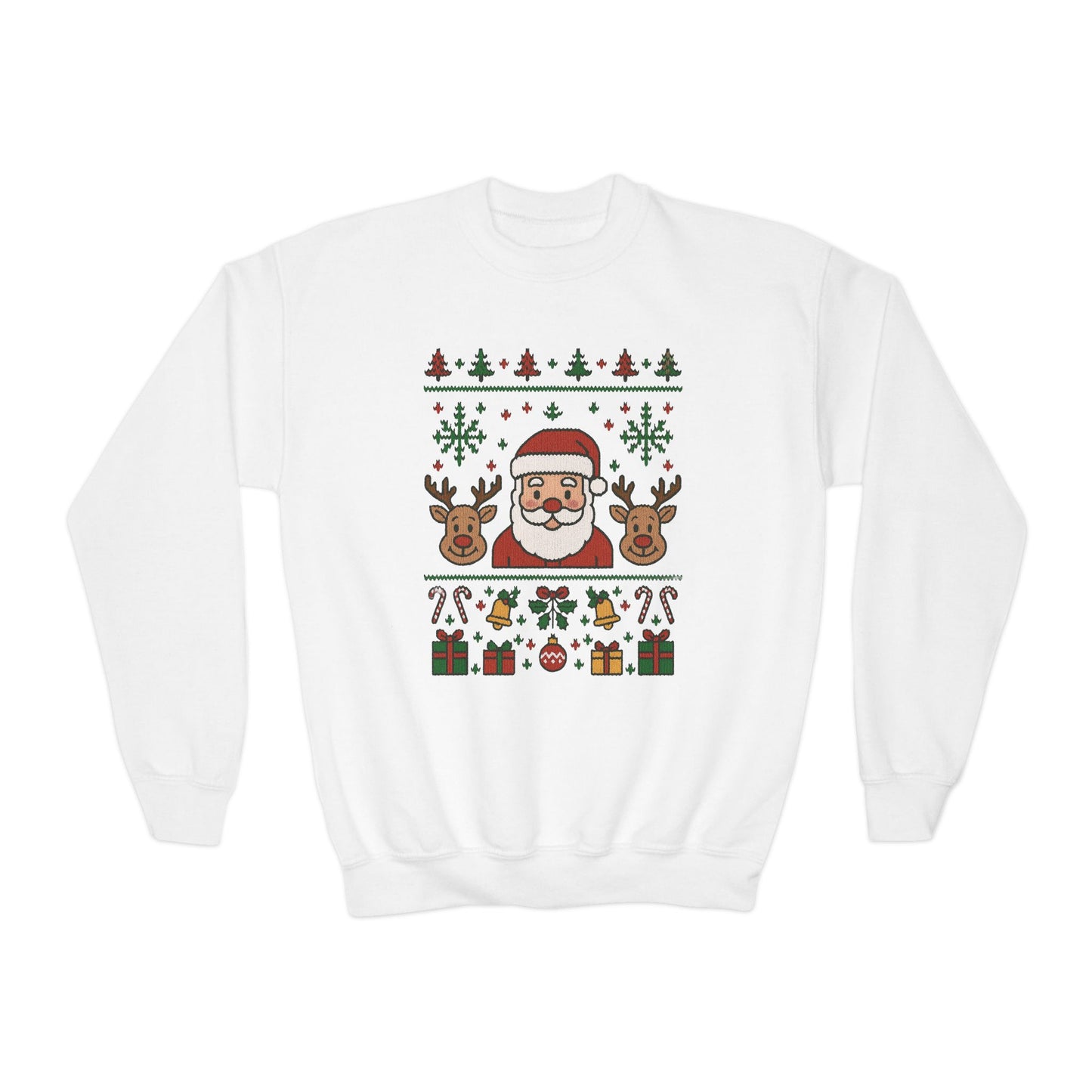 Santa - Reindeer Christmas Sweatshirt for Kids, Cozy Holiday Jumper, Youth Crewneck Sweatshirt