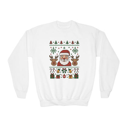 Santa - Reindeer Christmas Sweatshirt for Kids, Cozy Holiday Jumper, Youth Crewneck Sweatshirt