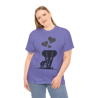 Elephant Mom and Baby T-Shirt, Elephant Love Cotton Tee, Cute Animal Shirt, Animal Lover Gift, Cute Minimalist Elephant Design