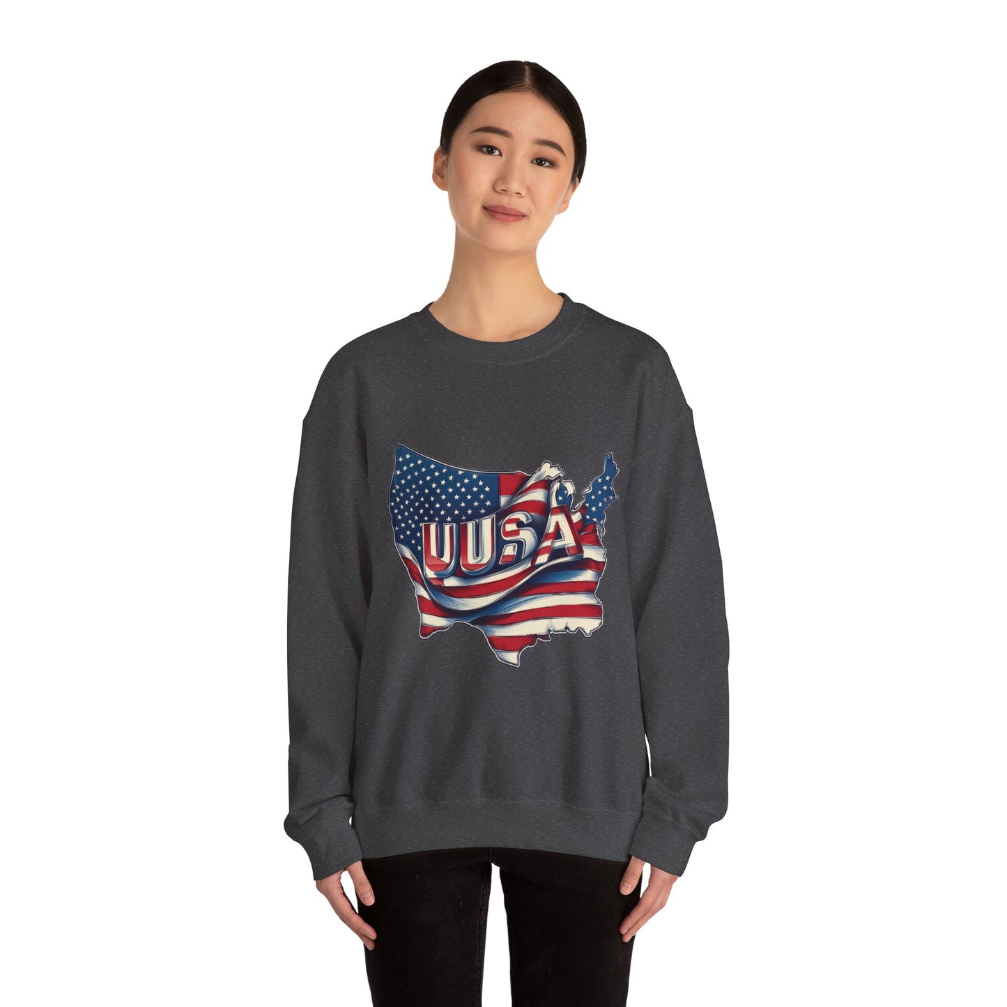 Patriotic USA Crewneck Sweatshirt, Unisex Sweatshirt, American Flag Apparel, Casual Comfort, Great for Independence Day and Holidays