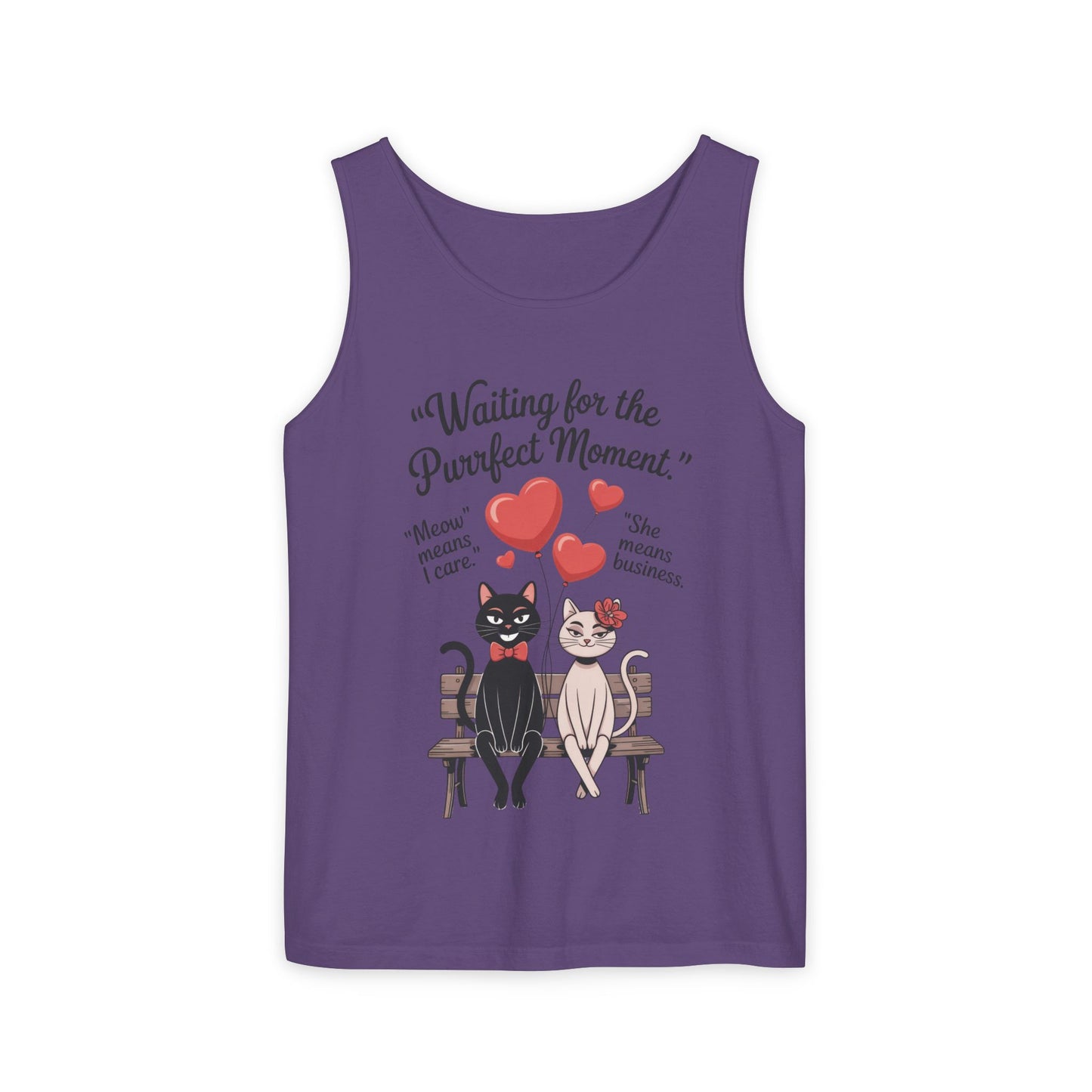 Cute Cat Lovers Tank, Womens Heavy Cotton Tank Top for Pet Owners, Funny Cat Tee, Gift for Cat Lovers, Casual T-Shirt, Animal Art Tee