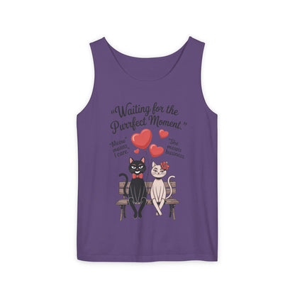Cute Cat Lovers Tank, Womens Heavy Cotton Tank Top for Pet Owners, Funny Cat Tee, Gift for Cat Lovers, Casual T-Shirt, Animal Art Tee