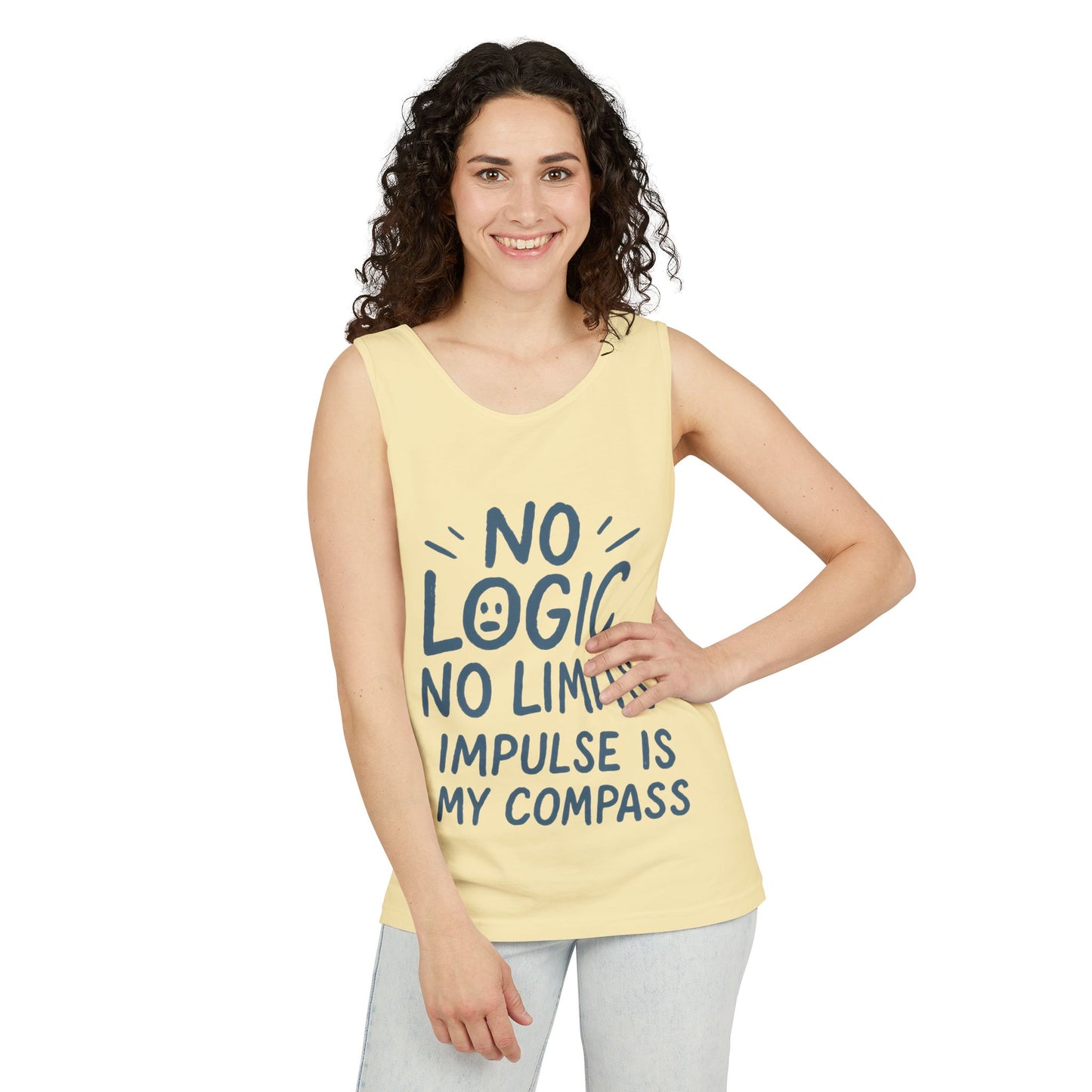 Funny No Logic Womens Tank Top, No Limits Impulse Quote, Carefree Graphic Tee, Gym Apparel for Women, Fitness Gift, Casual Summer Top