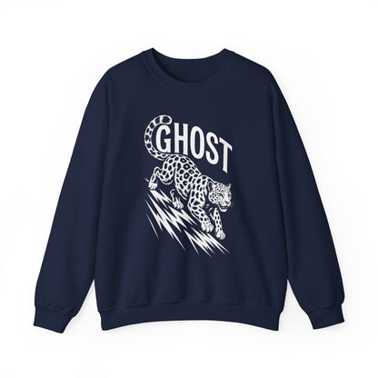 Ghost Leopard Crewneck Sweatshirt, Unisex Fashion, Cozy Casual Wear, Graphic Sweatshirt, Wild Animal Art, Gift for Animal Lovers