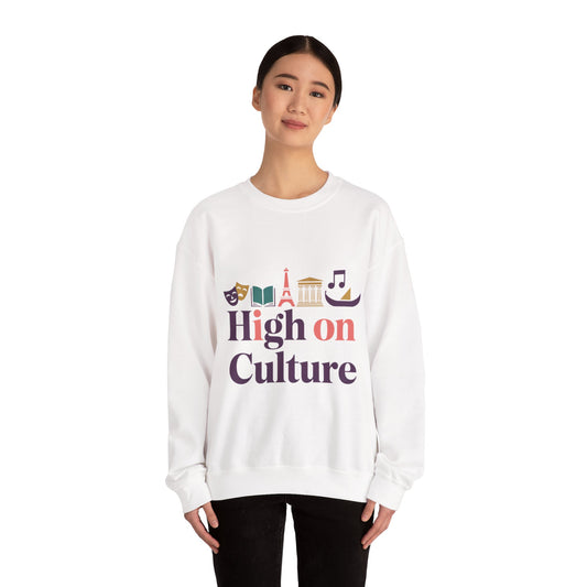 Womens Heavy Blend™ Crewneck Sweatshirt, High on Culture Womens Sweatshirt, Stylish Cultural Graphic Top