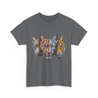 Wildlife Fusion Unisex Heavy Cotton Tee - Nature Lover's Apparel, Tiger Graphic Shirt, Animal Enthusiast Gift, Eco-Friendly Fashion